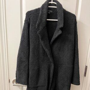 Barefoot Dreams CozyChic Black Coatigan/Cardigan With Patch Pockets Sz M